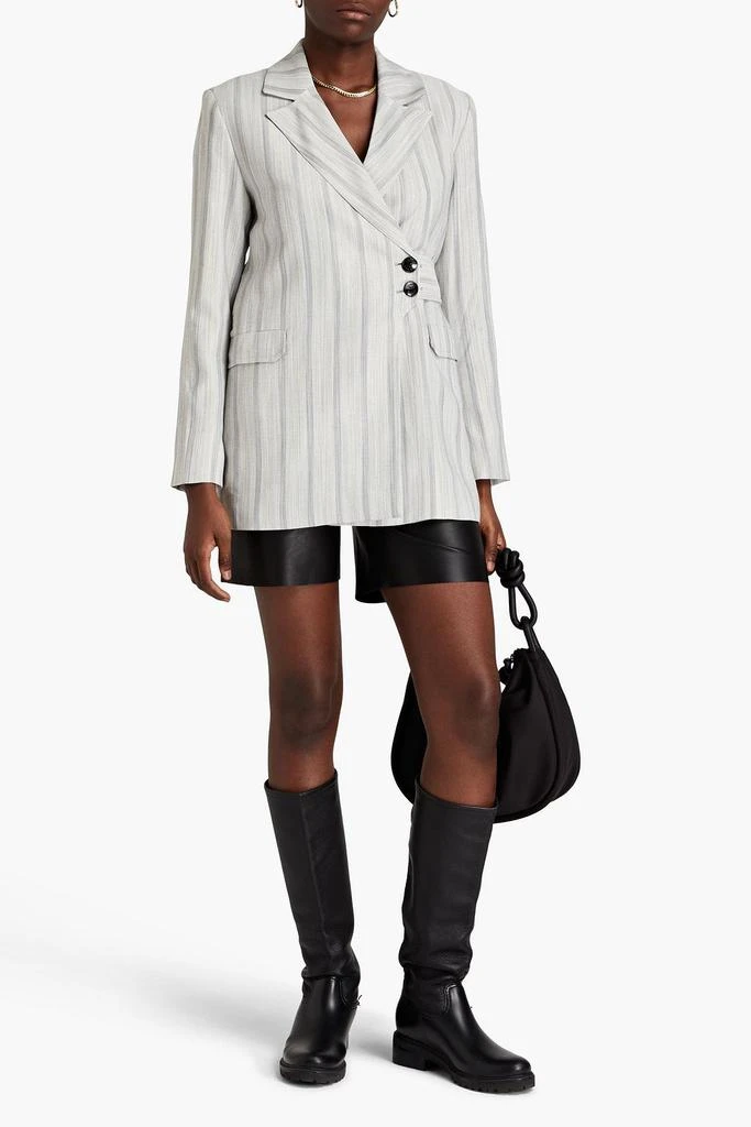 GANNI Belted striped jacquard blazer 2