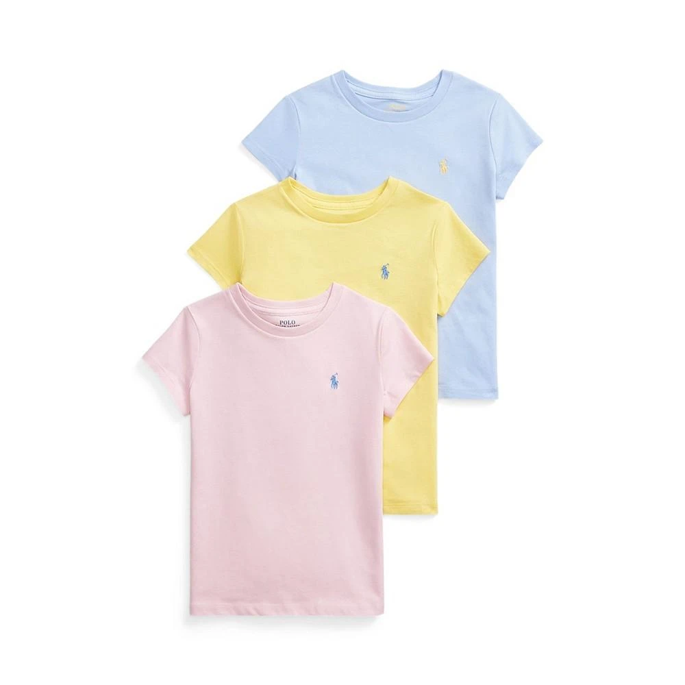 Polo Ralph Lauren Toddler and Little Girls Cotton Jersey Crewneck T-shirts, Pack of 3 1