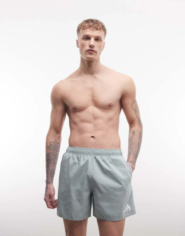 Adidas adidas Training 5in swimshorts in sage and white 2