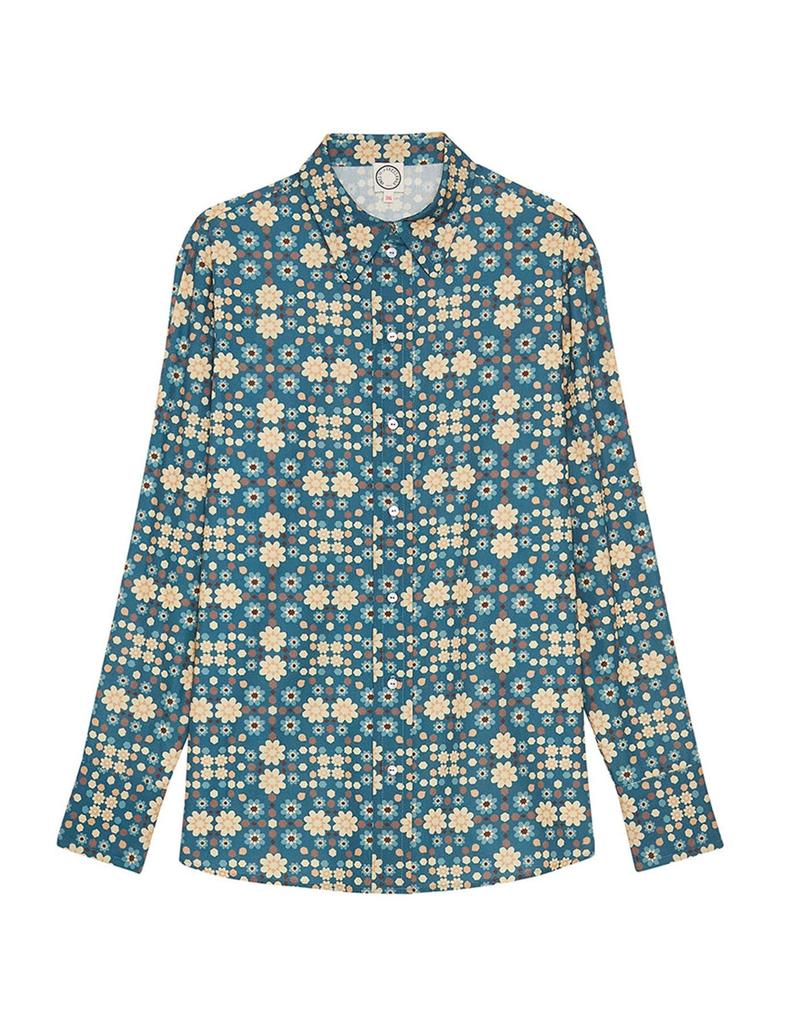 INES DE LA FRESSANGE Maureen blue shirt Boulbon pattern