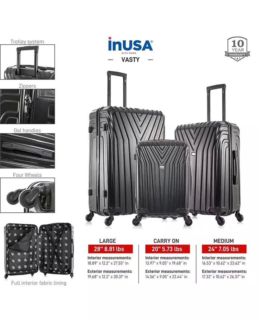 InUSA Vasty Lightweight Hardside Spinner Luggage Set, 3 piece 10