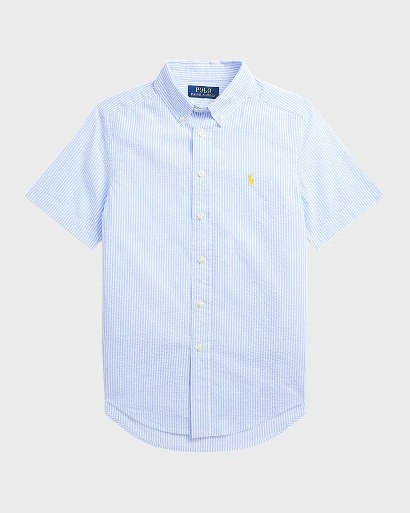 Ralph Lauren Boy's Striped Seersucker Short-Sleeve Shirt, Size S-XL 1