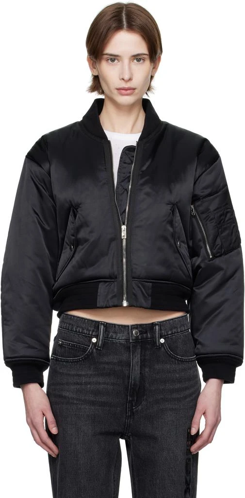 Alexander Wang Black Logo-Embroidered Bomber Jacket 1