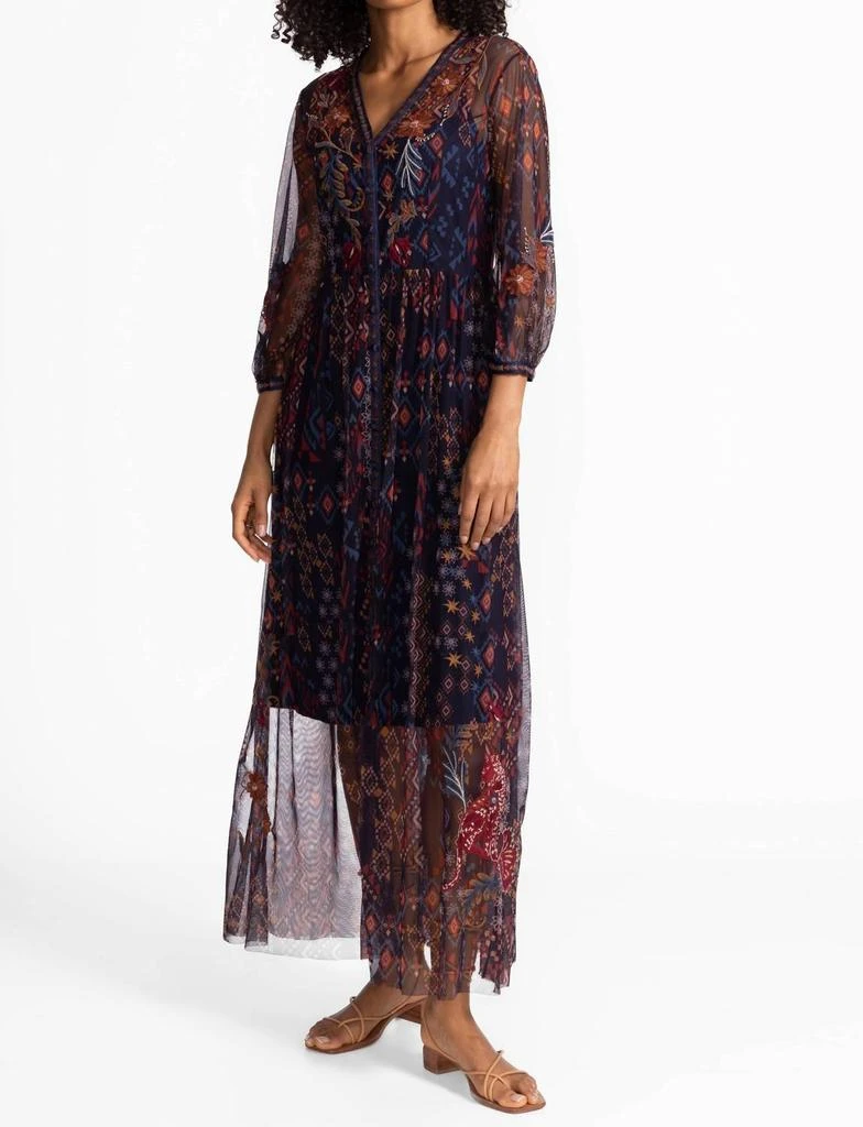 long sleeve sequins dress Faux-Wrap Long Sequin Formal Dress with Long Sleeves Lapis Blue / Large