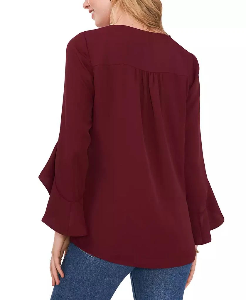 Vince Camuto Women's Printed V-Neck 3/4-Flutter Sleeve Blouse 2