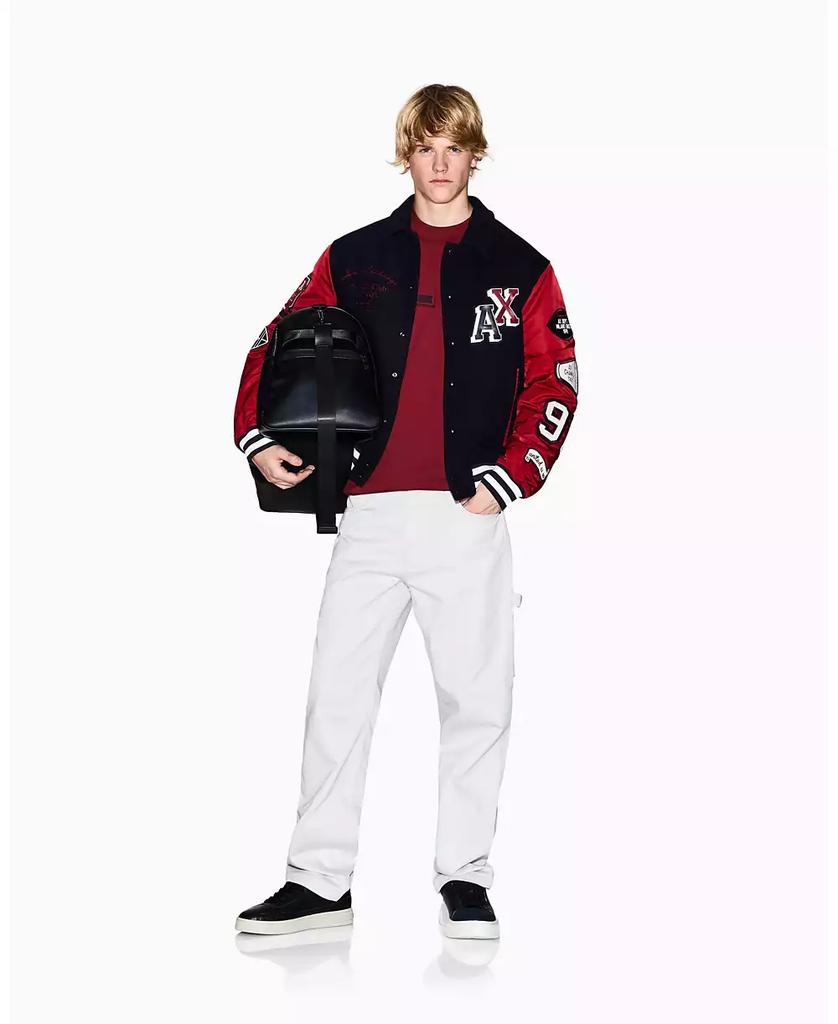 Armani Exchange Men's Color Block Multi Badge Bomber Jacket