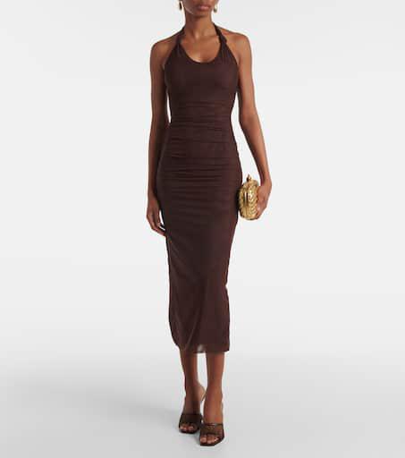 SIR. Jacques Knot gathered semi-sheer midi dress