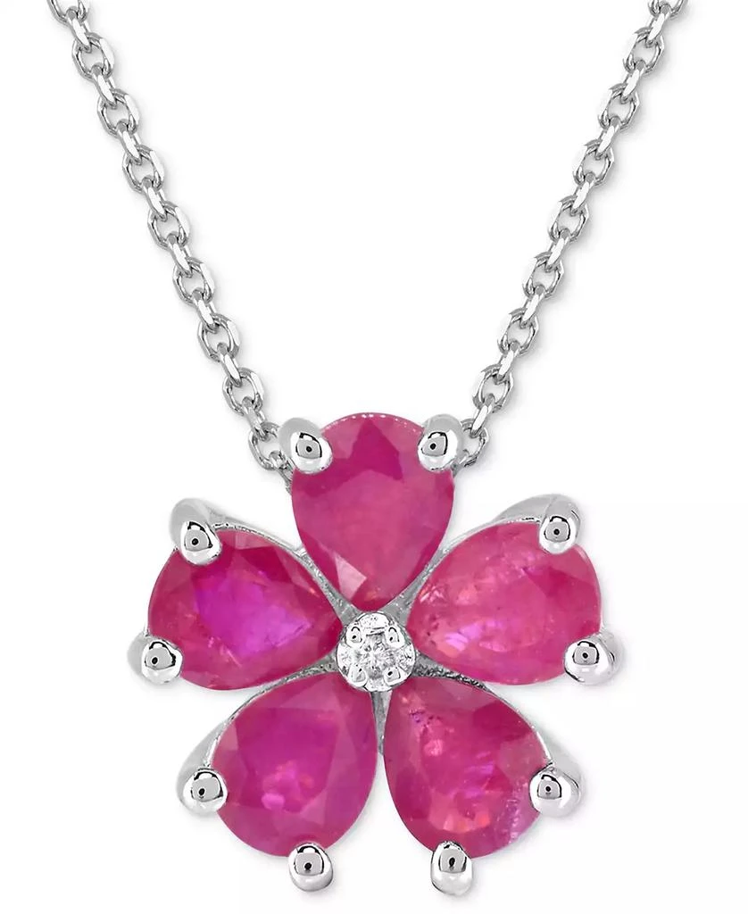 Macy
s Lab-Grown Ruby (3-3/4 ct. t.w.) 
Diamond Accent Flower 18" Pendant Necklace in Sterling Silver