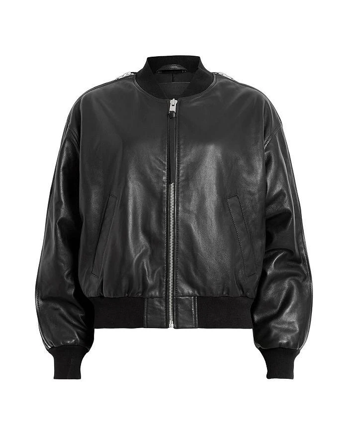 ALL SAINTS Zenith Leather Zip Bomber 8
