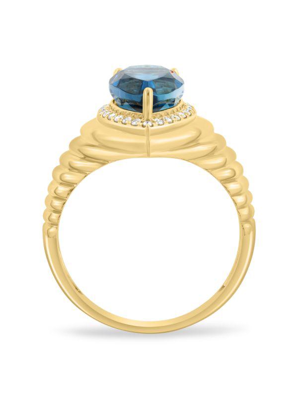 Effy 14K Yellow Gold, London Blue Topaz & Diamond Ring