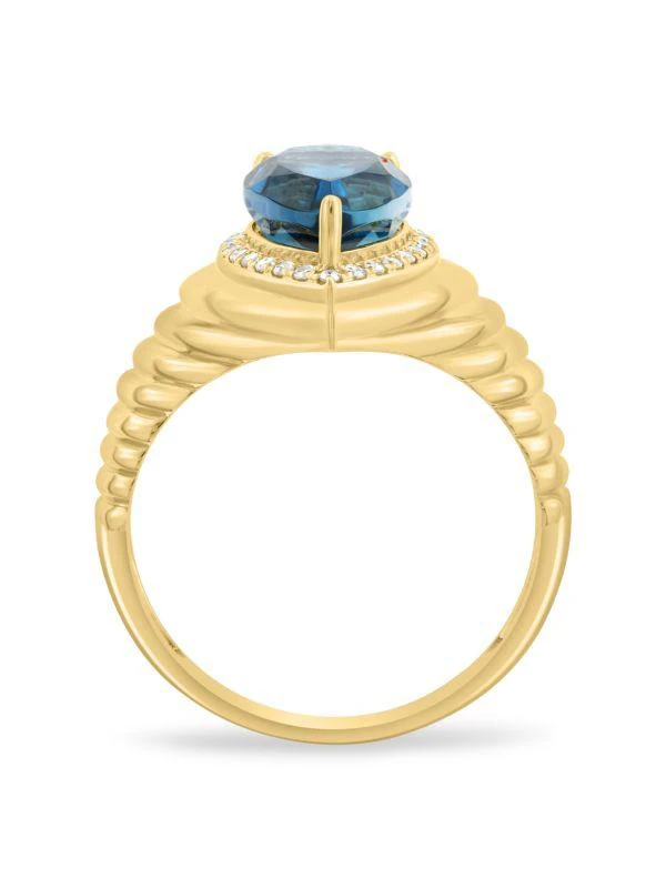 Effy 14K Yellow Gold, London Blue Topaz & Diamond Ring 2