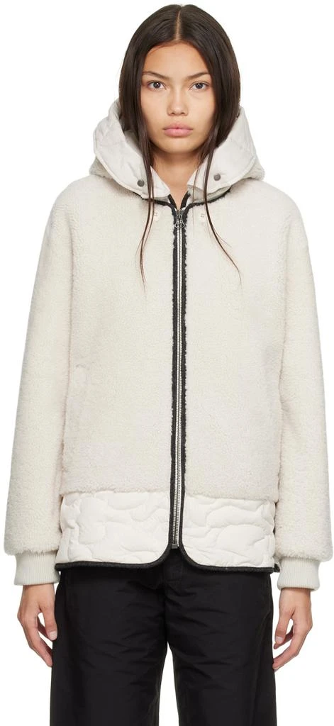 Yves Salomon Off-White Paneled Shearling Jacket 1
