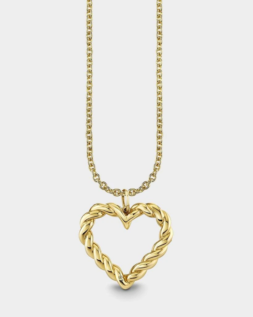 Sydney Evan Pave Rope Heart Charm on Light Tiffany Chain, 18"L 3
