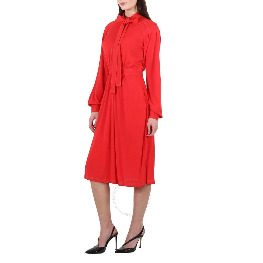Burberry Ladies Red Topstitch Detail Jersey Tie-neck Dress 3