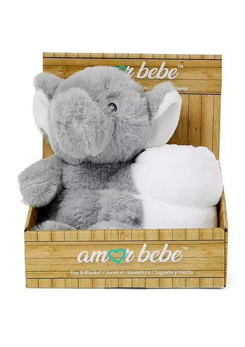 Tendertyme Baby Plush Gray Elephant With Blanket 2