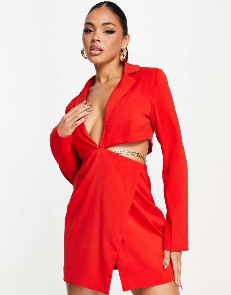 open lace back dress Bebe x Ciara Women's x Ciara Bold Blazer Dress - Red main image 1
