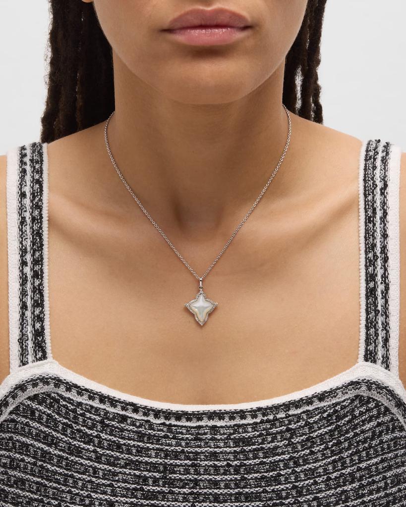 Piranesi 18K White Gold Mother of Pearl Cross with Diamonds Pendant Necklace