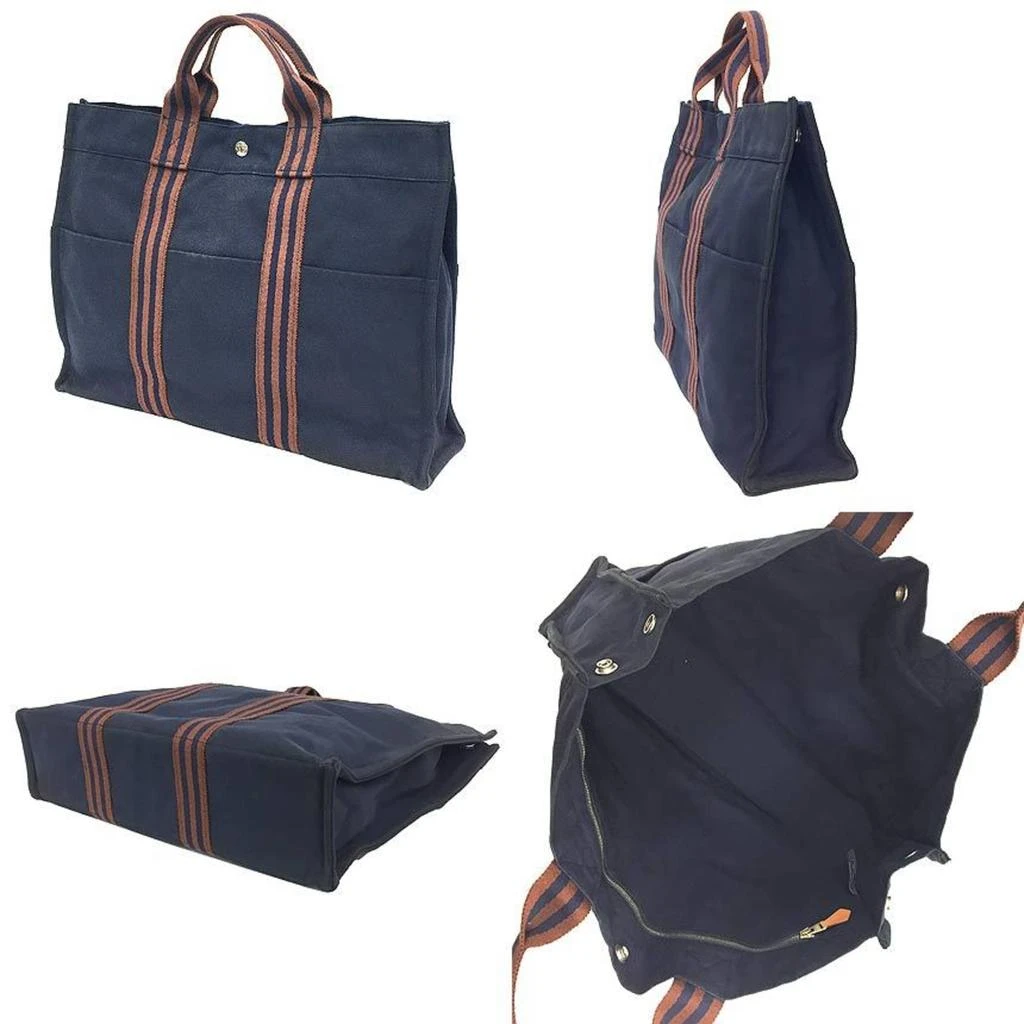 Hermes Navy Canvas Tote Bag (Pre-Owned) 2