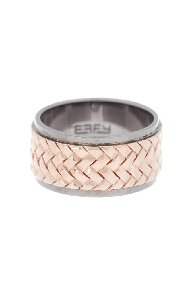 Effy Sterling Silver & 18K Yellow Gold Woven Design Band Ring - Size 10