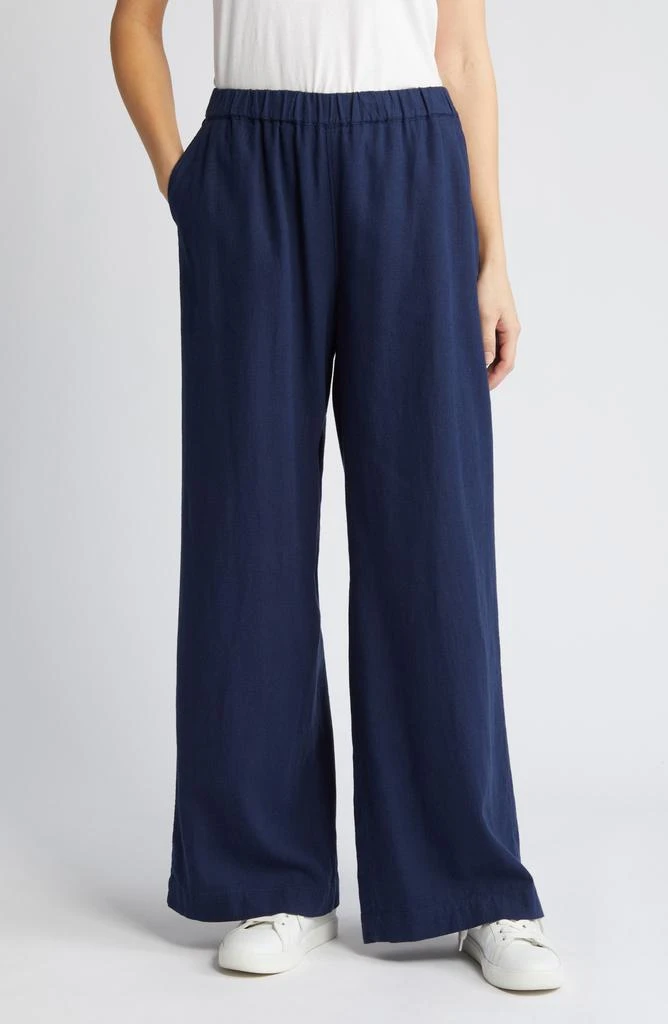 Caslon Wide Leg Pull-On Linen Blend Pants 1