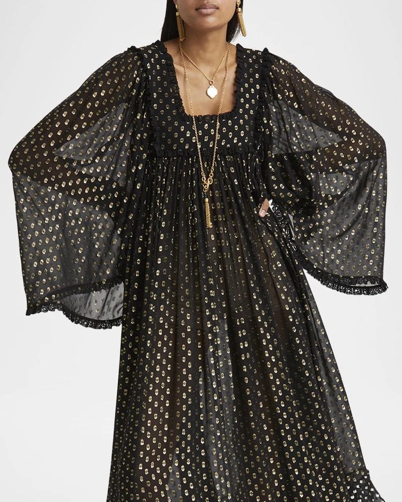 Chloé Metallic Polka-Dot Long-Sleeve Maxi Dress 5