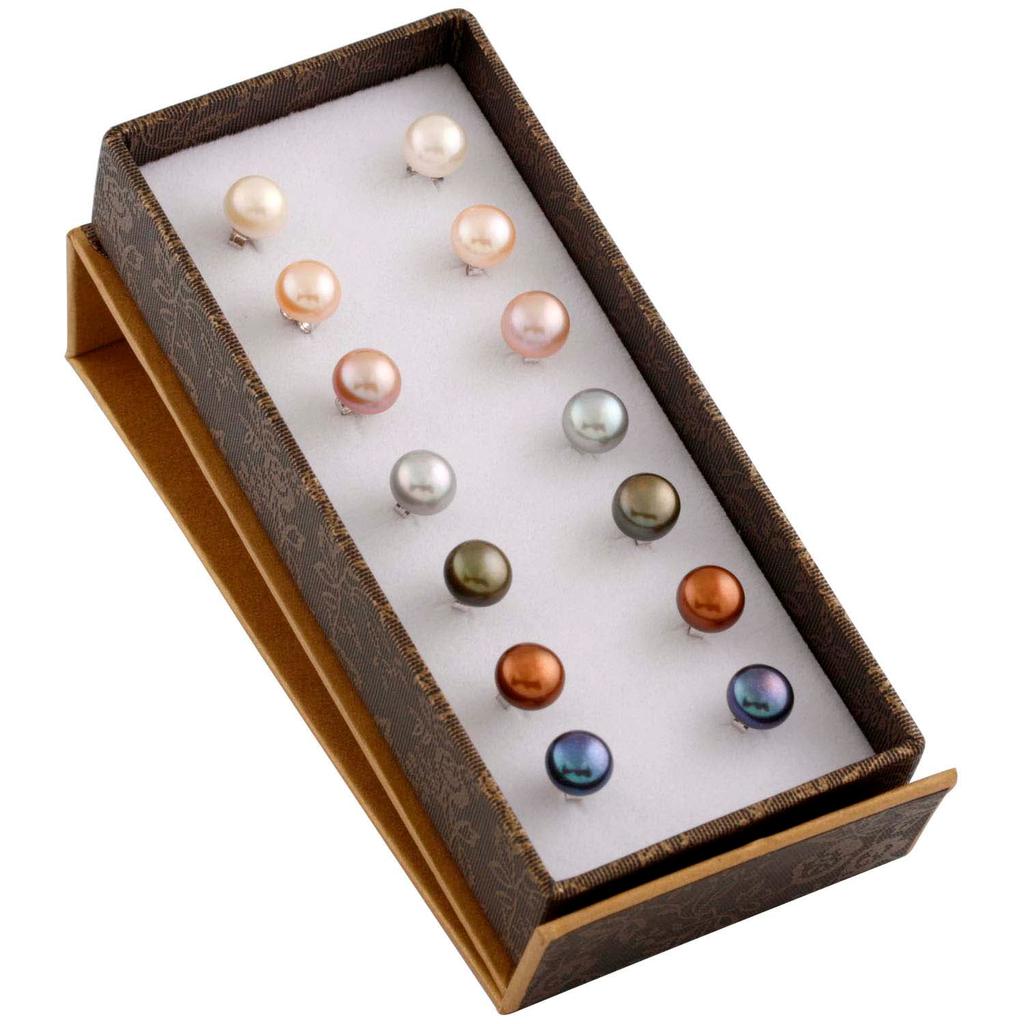 Splendid Pearls Set of 7 Pairs of Freshwater Pearl 7-8mm Stud Earrings