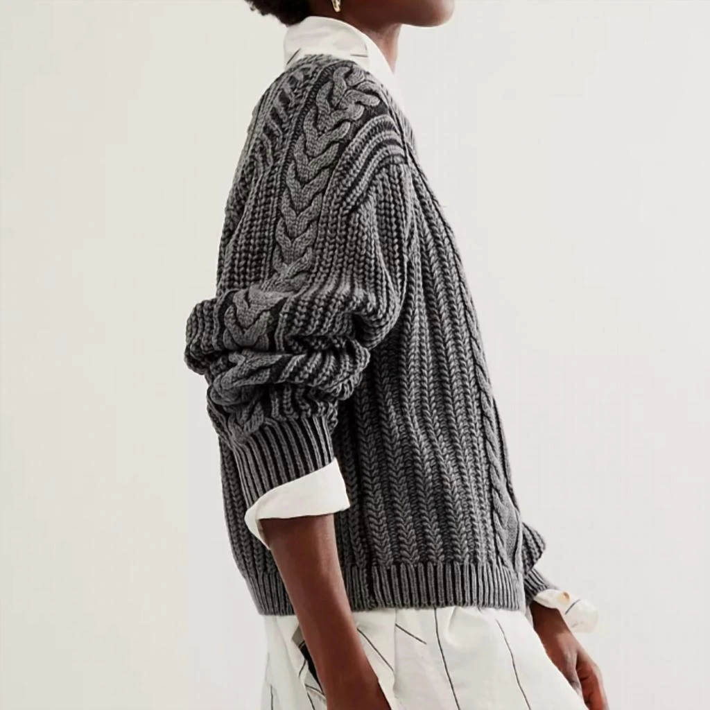 Free People Frankie Cable Sweater In Black 2
