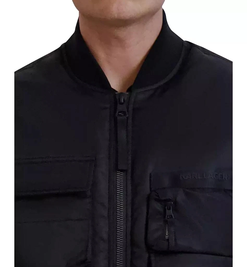 Karl Lagerfeld Paris Men's Flight Satin Bomber Jacket 4