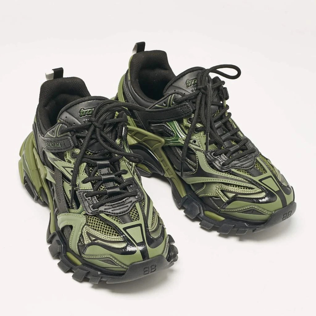 Balenciaga Balenciaga Green/Black Faux Leather and Mesh Track Sneakers Size 40 4