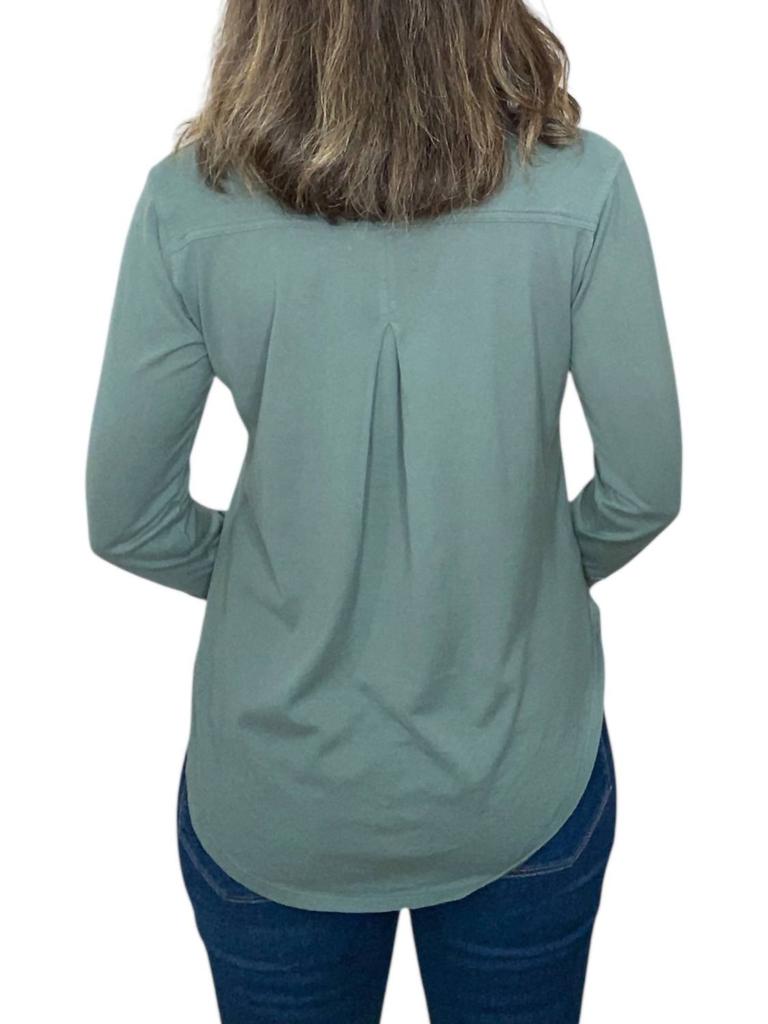 Bobi Bobi - Long Sleeve Button Front Collar Tee