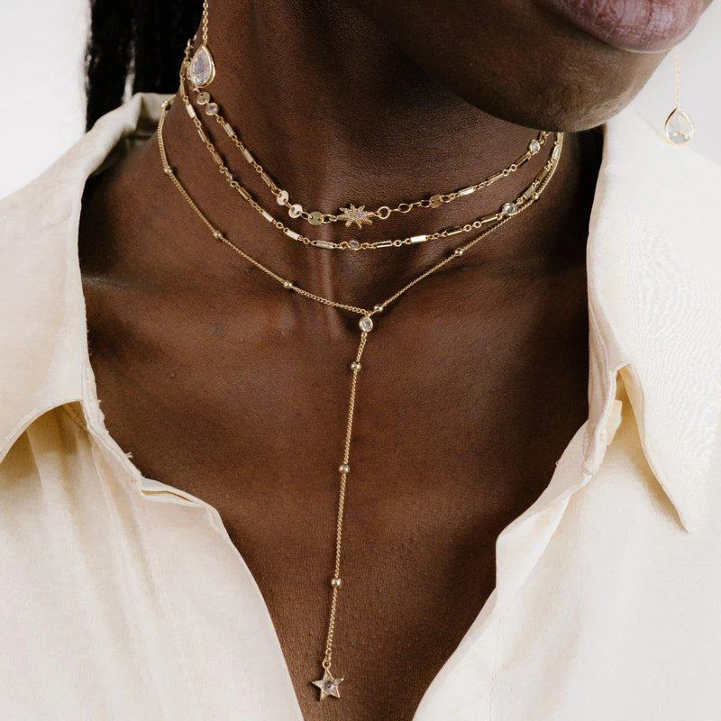 Ettika Jewelry Forever Star Fall 18k Gold Plated Multi-Chain Choker 2