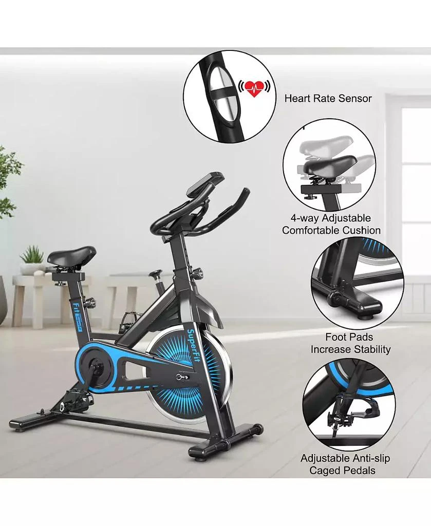 Costway Indoor Cycling Stationary Bike Silent Belt Drive Adjustable 5