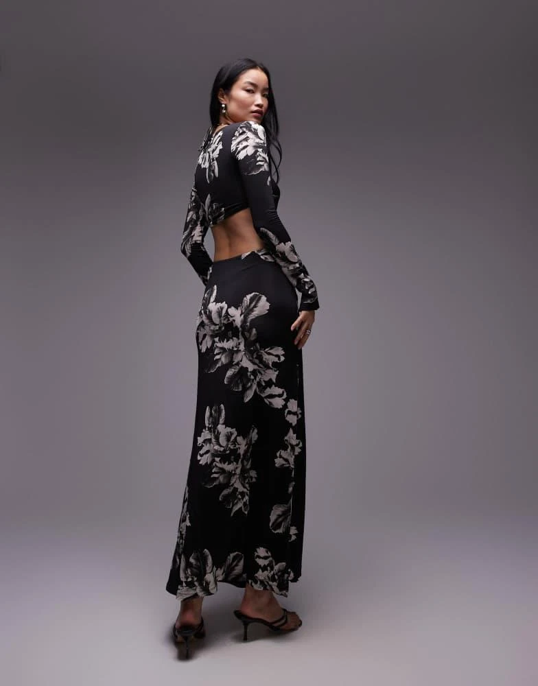 ALL SAINTS AllSaints Cynthia cut out maxi dress in black print 2