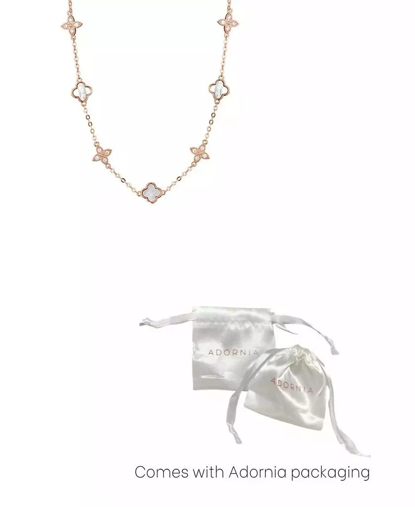 ADORNIA Rose Gold Mother of Pearl CZ Mixed Clover Station Necklace 3
