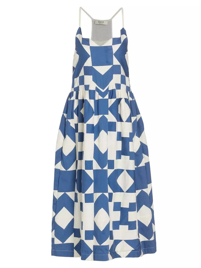 Sea Tanya Geometric Patchwork Midi-Dress 1