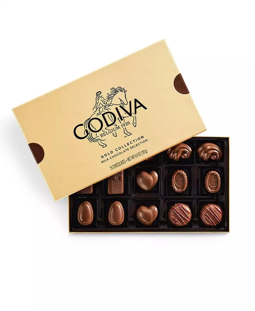Godiva Assorted Milk Chocolate Gold Gift Box, 15 Pieces