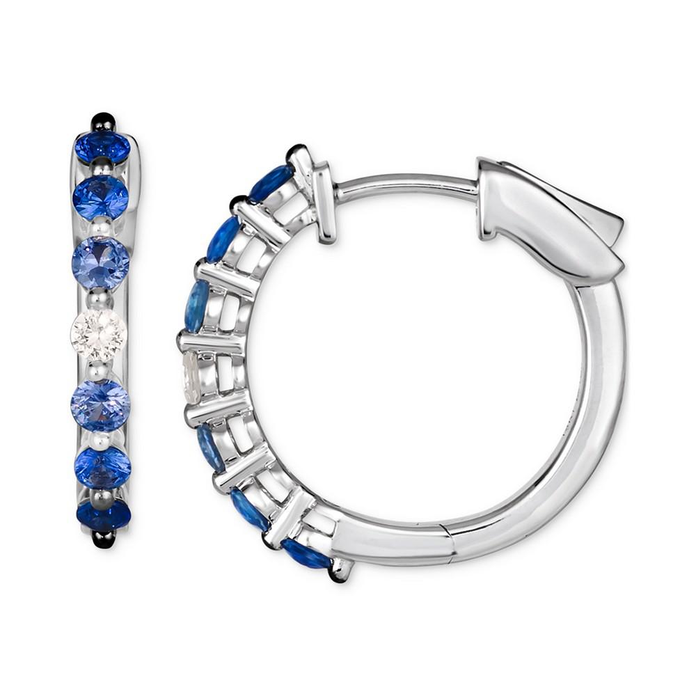 Le Vian Ombré® Denim Ombré (3/4 ct. t.w.) & White Sapphire (1/8 ct. t.w.) Small Hoop Earrings in 14k White Gold, 0.7"