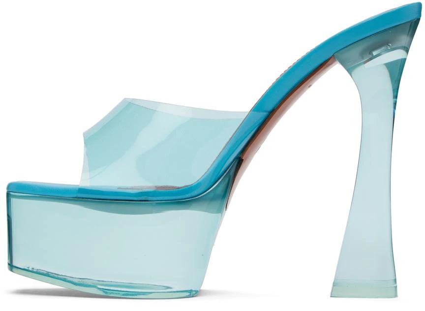 Amina Muaddi Blue Dalida Glass Plateau Heeled Sandals 3