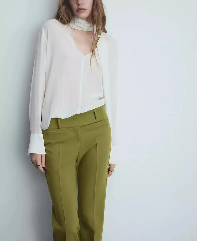 Mango Women's Satin Pleated Pants 4