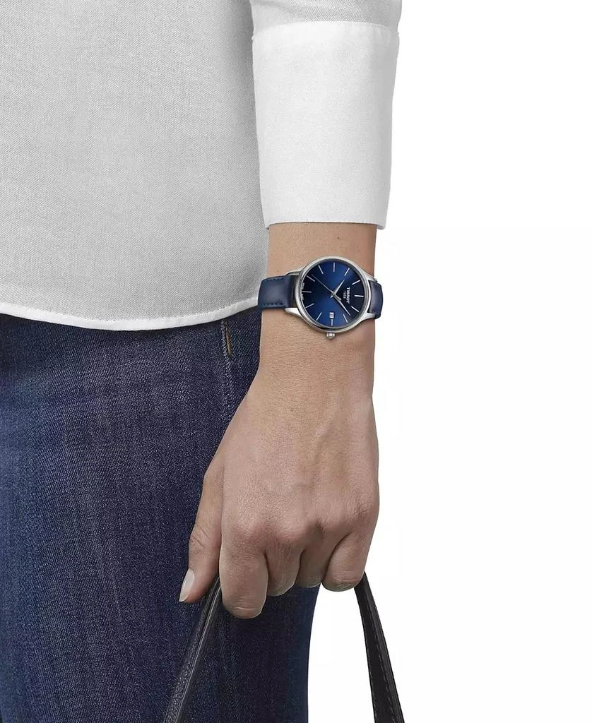 Tissot Women
s Swiss Bella Ora Blue Leather Strap Watch 38mm 5