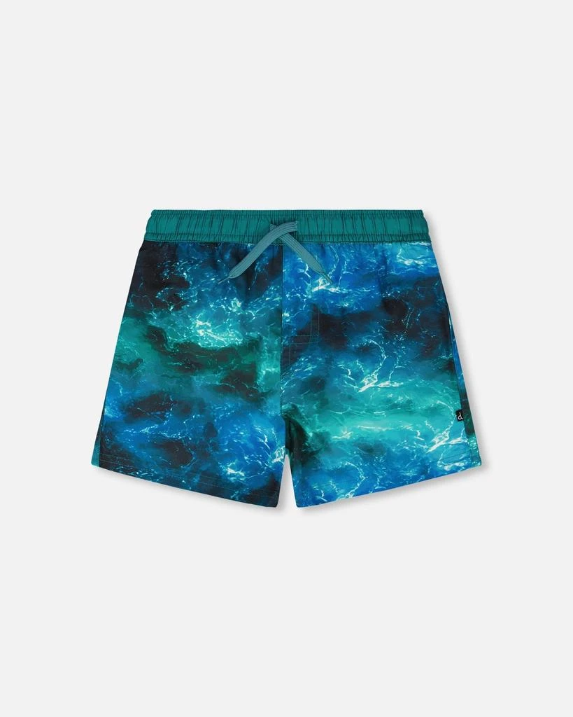 Deux par Deux Swim Trunks Blue Waves Print