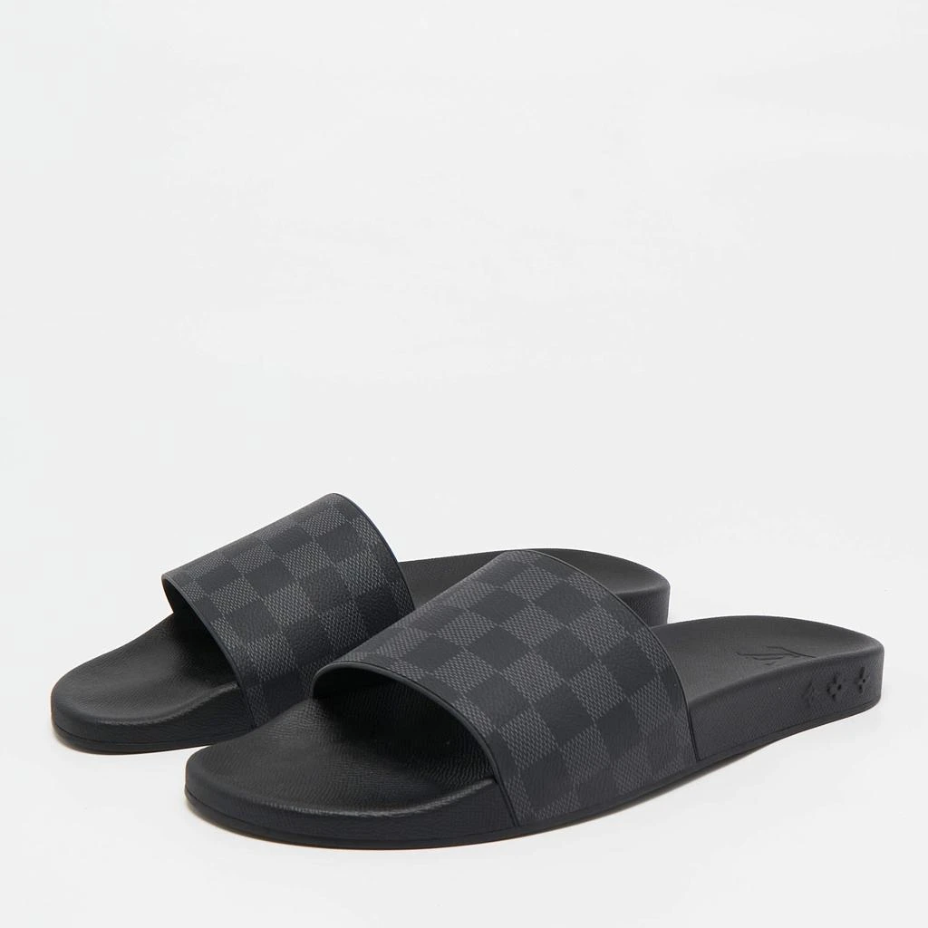 Louis Vuitton Louis Vuitton Black/Grey Rubber Graphite Waterfront Flat Slides Size 45 2