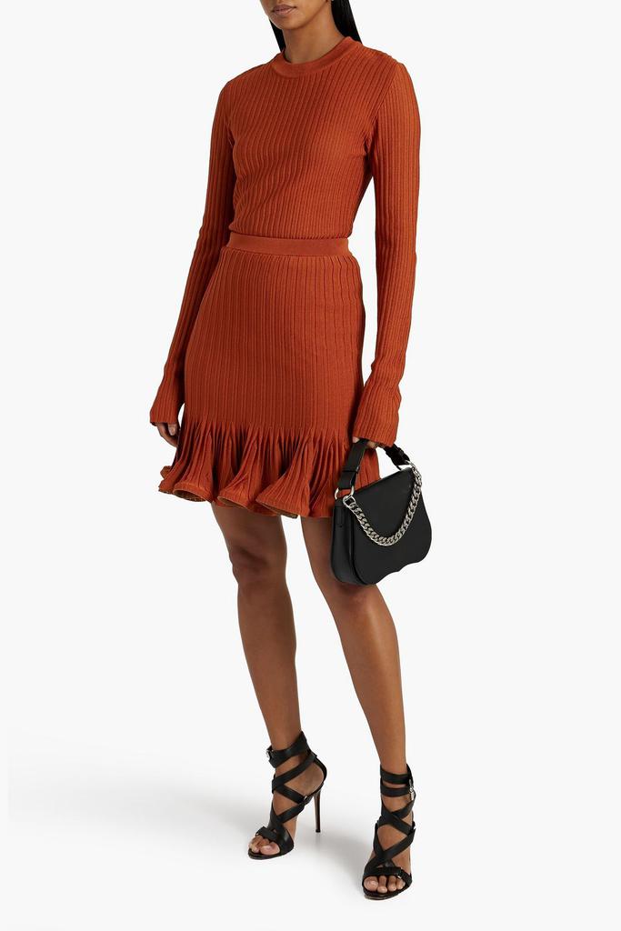 Givenchy Ruffled ribbed-knit mini skirt