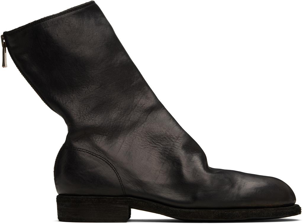 796V_N - CALF REVERSE LINED（black t） Guidi 796V Black Reverse - Back Zip Boots | UJNG
