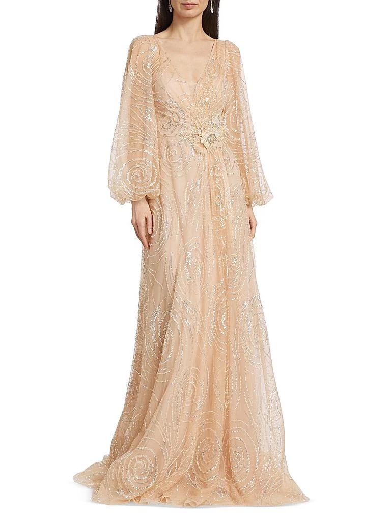 Teri Jon Beaded Tulle A-Line Gown 3