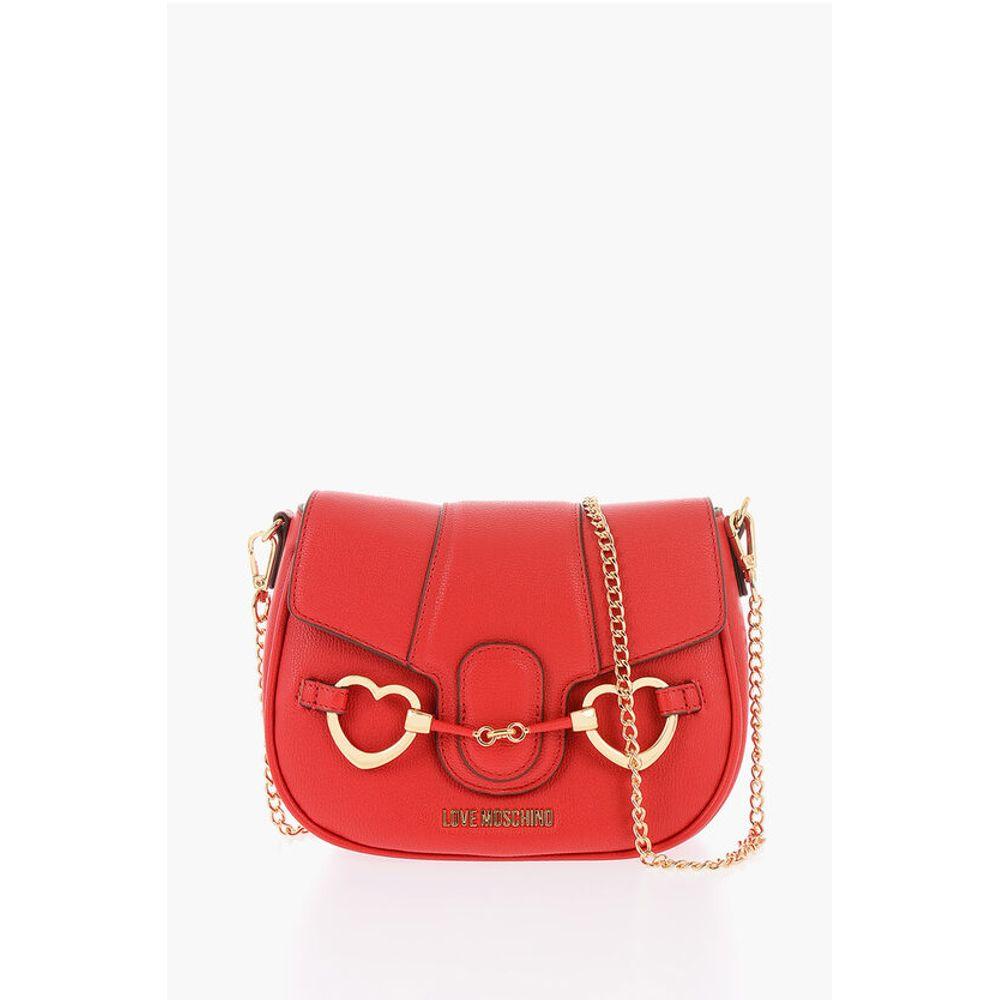 Moschino LOVE Faux Leather BIG HEARTBIT Crossbody Bag with Golden Women's Cla
