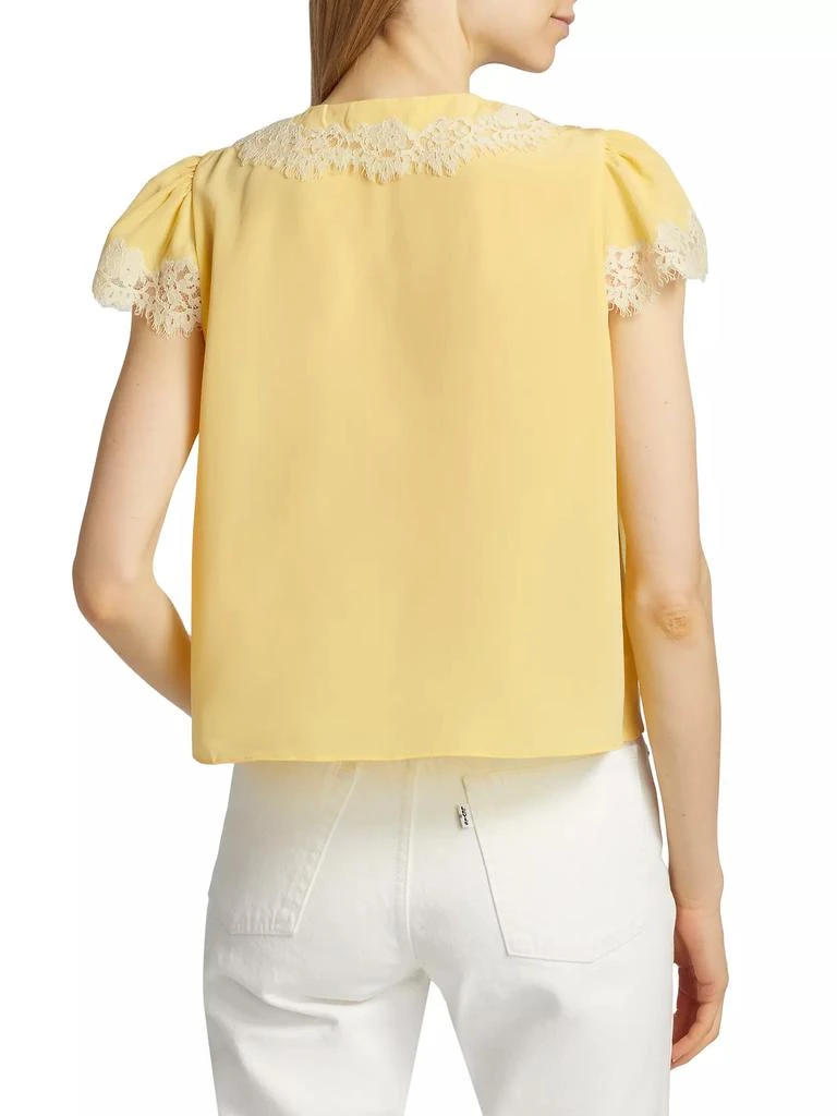 DÔEN Josephine Lace-Trim Silk Blouse 5