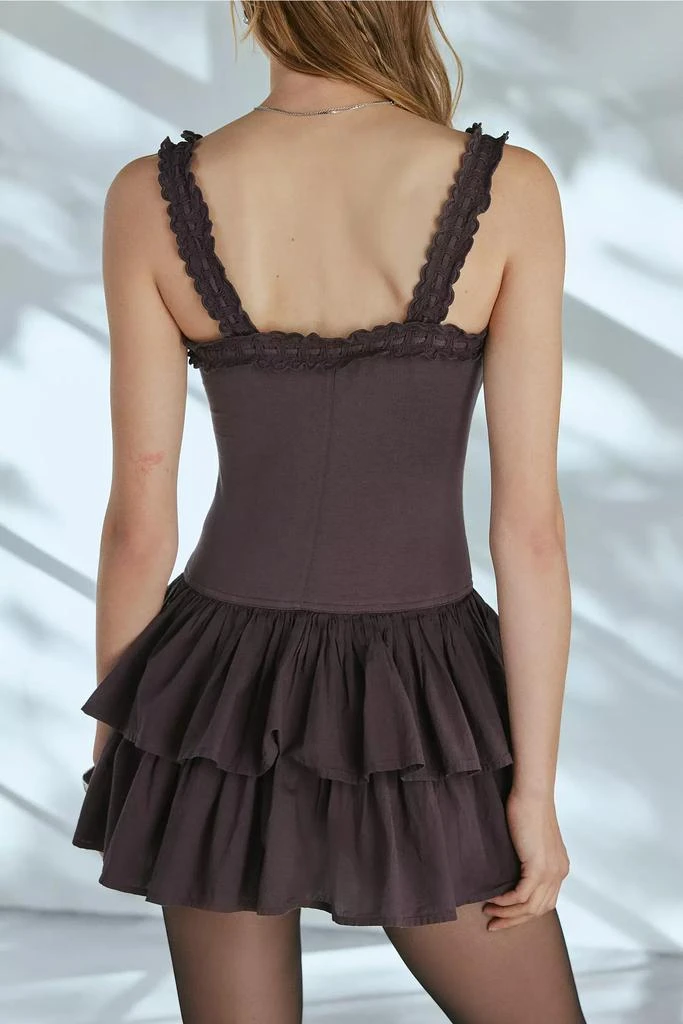 Ecote Ecote Olive Ruffled Drop Waist Milkmaid Mini Dress 3