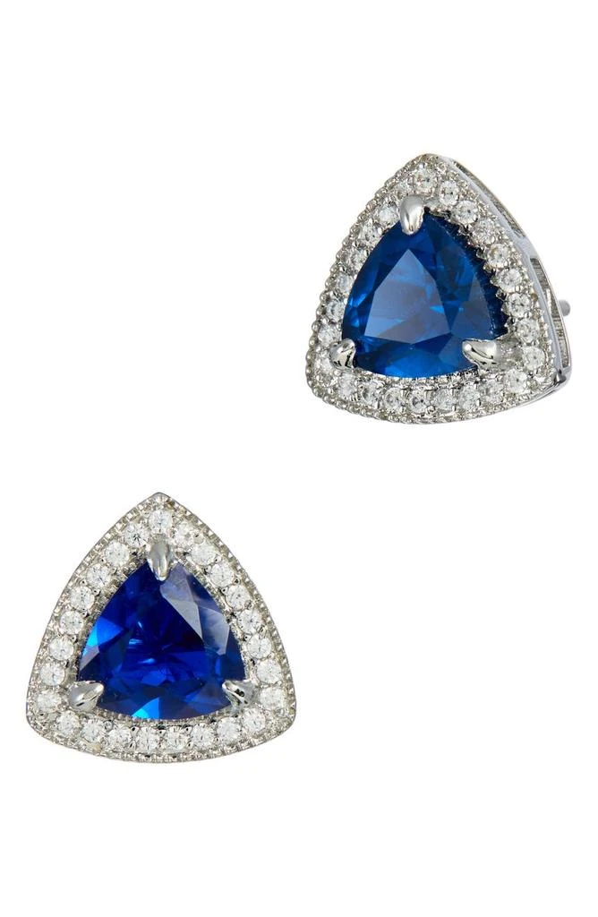 Savvy Cie Jewels Sterling Silver Triangular Cubic Zirconia Stud Earrings 1