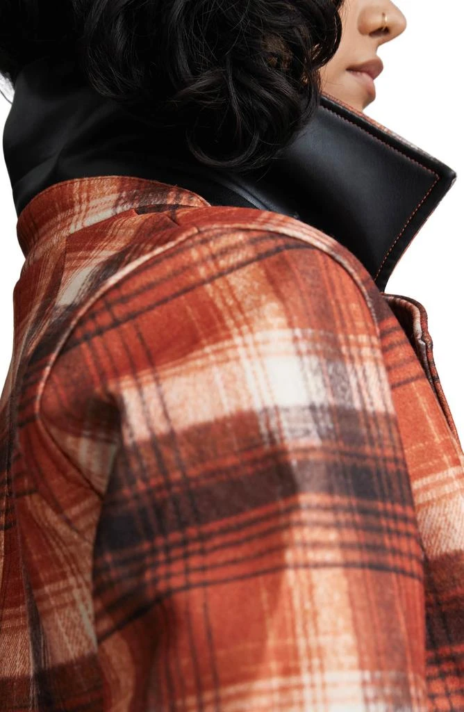 NVLT Plaid Belted Double Breasted Trench Coat 3